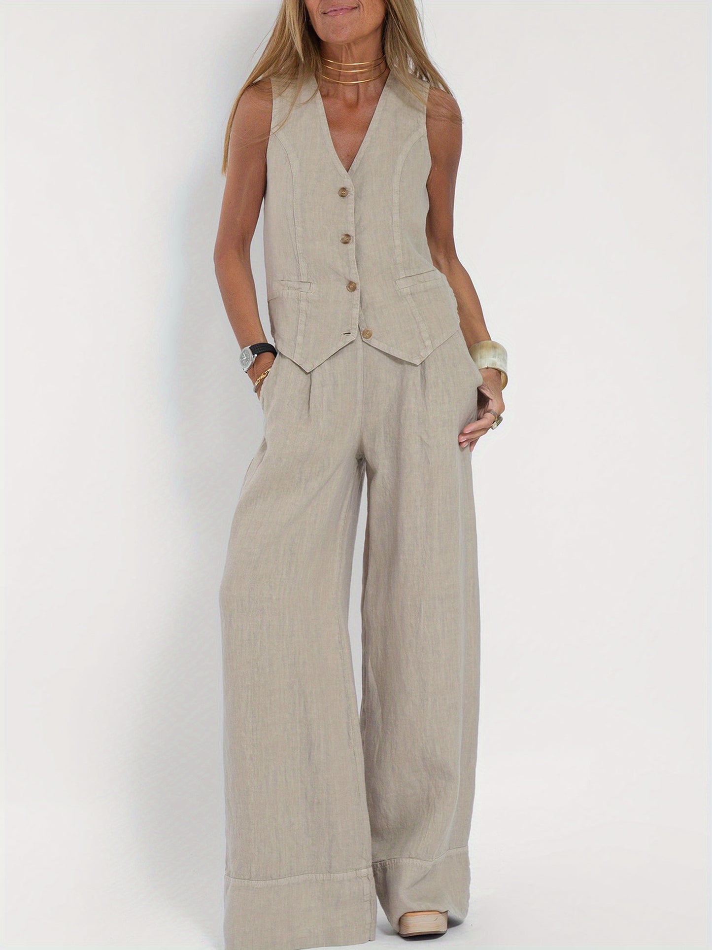 Calerra Vest & Wide-Leg Set
