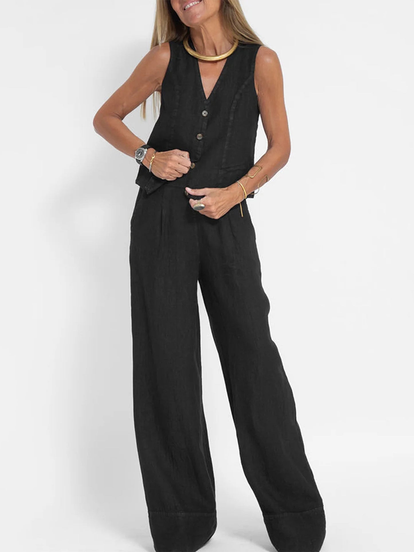 Calerra Vest & Wide-Leg Set