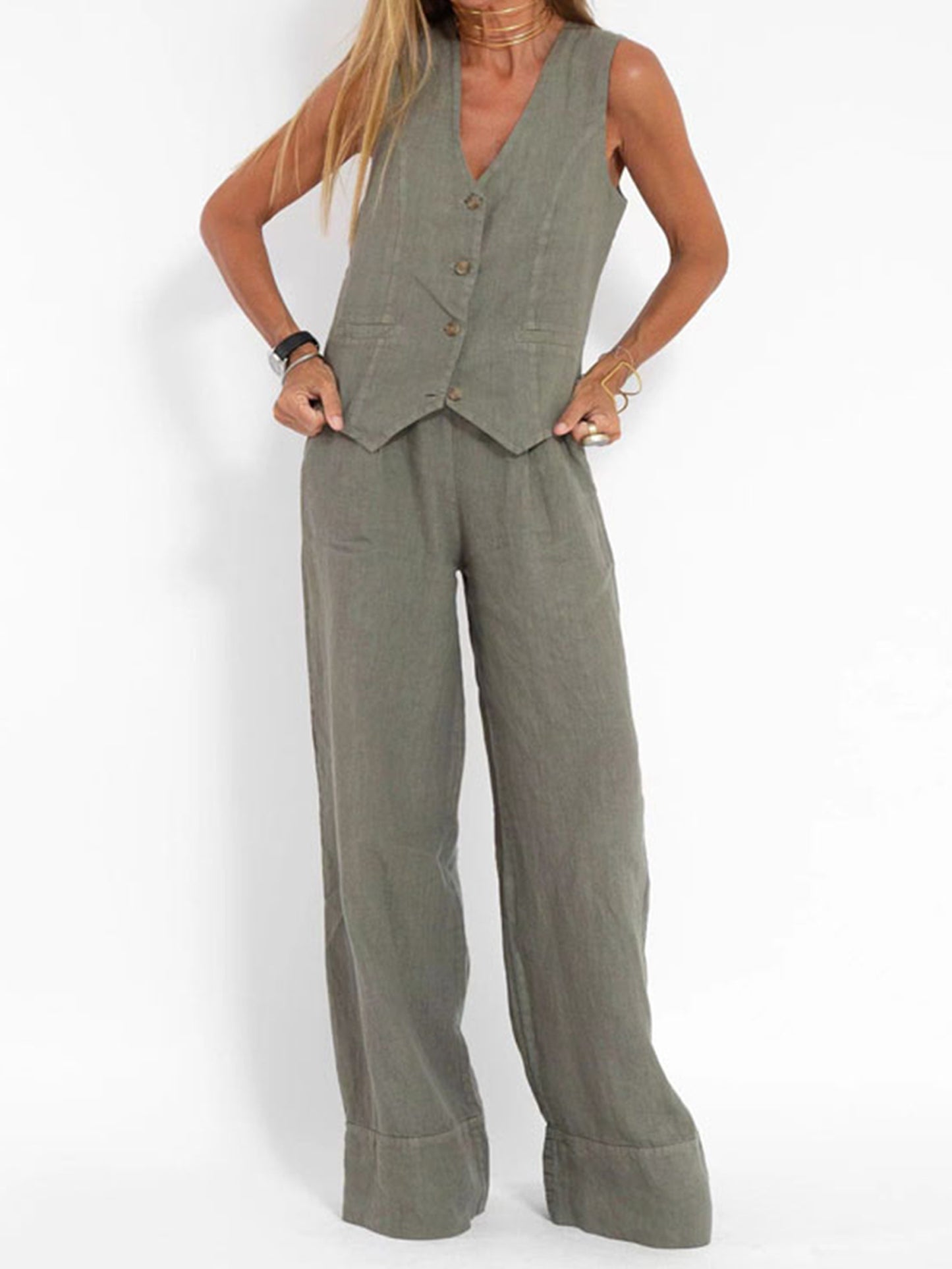 Calerra Vest & Wide-Leg Set