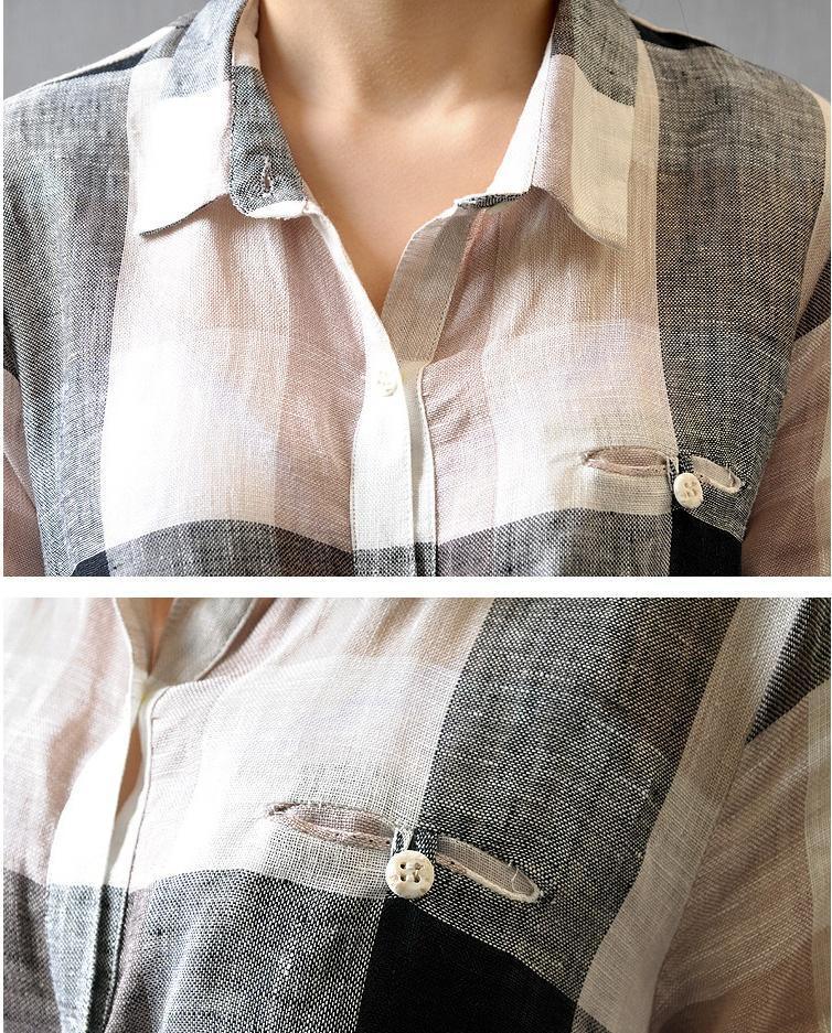 Elara Plaid Linen Dress