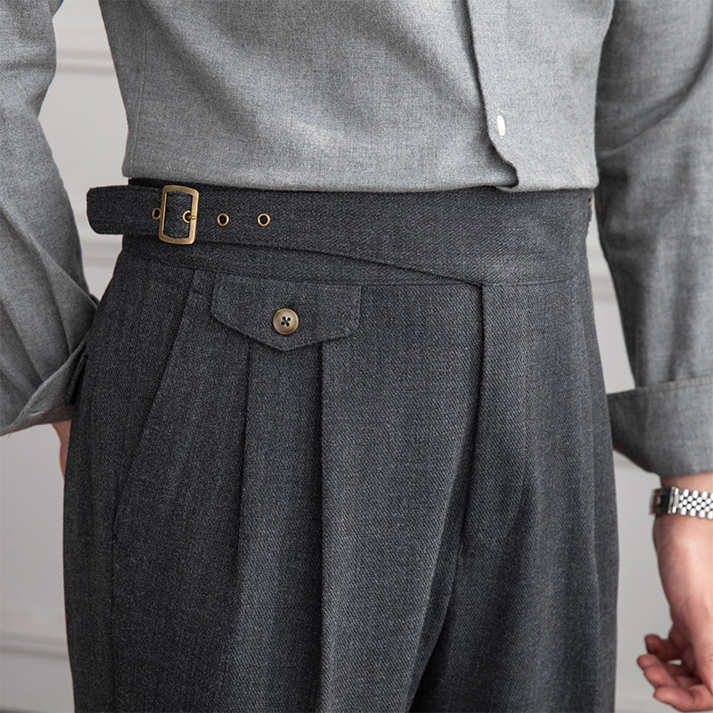 Porto Textured Pleated Trousers
