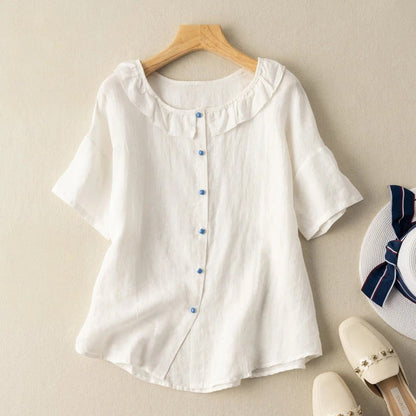Elora Frill Linen Blouse