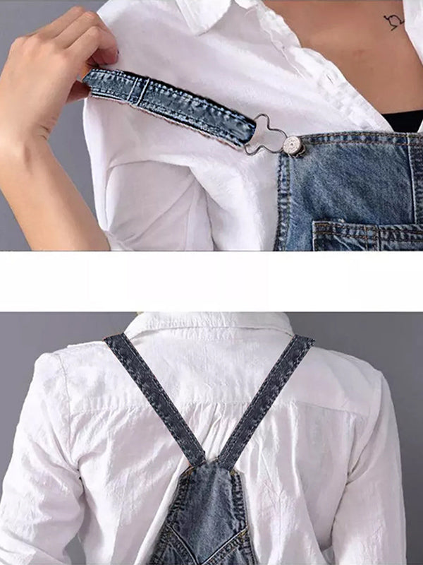 Harper Distressed Denim Overalls Dress