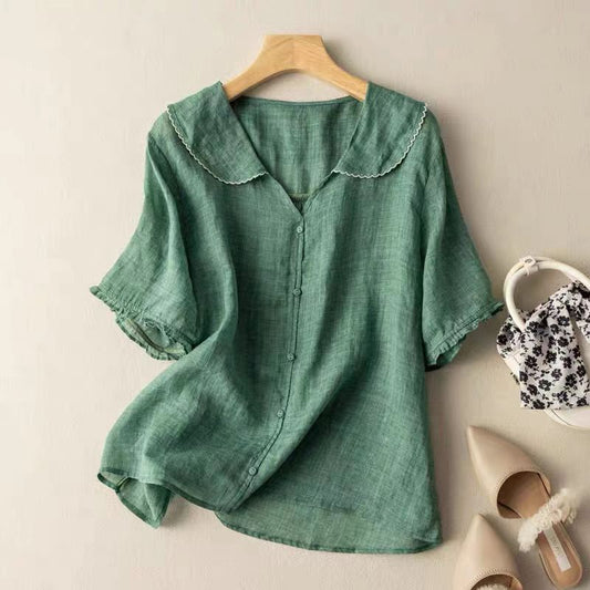 Alena Petal Linen Blouse