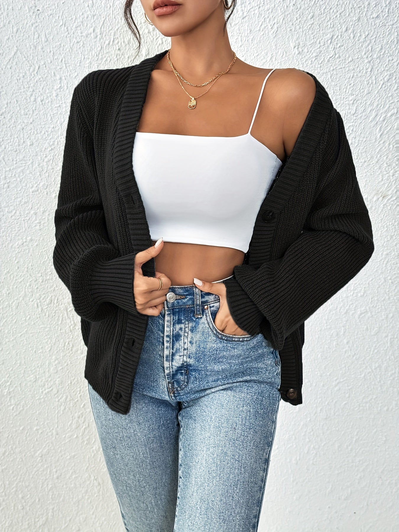 Patterned Elegance Knitted Cardigan
